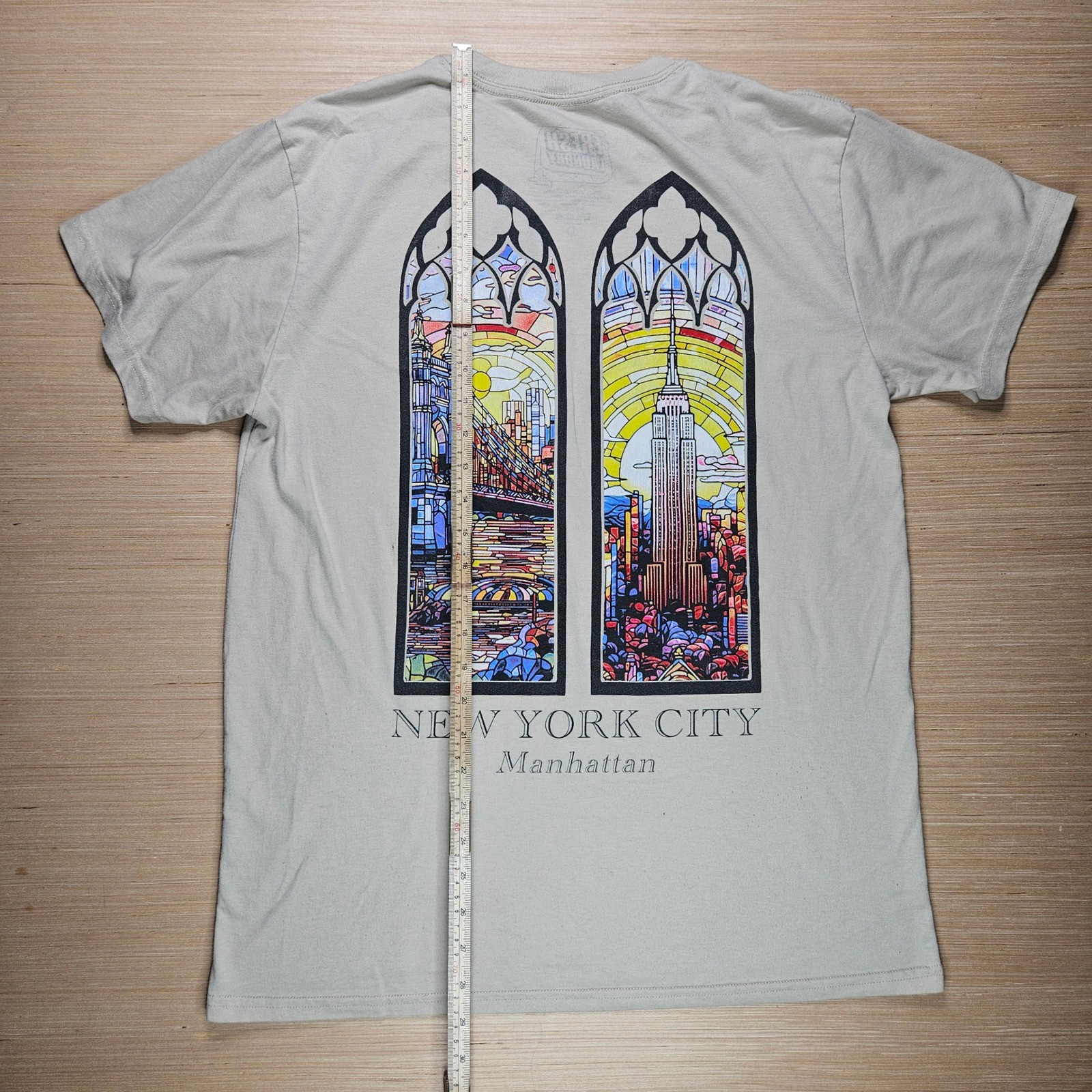 New York City Manhattan Mens L Beige Stained Glass Graphic Tee Fresh Laundry gallery