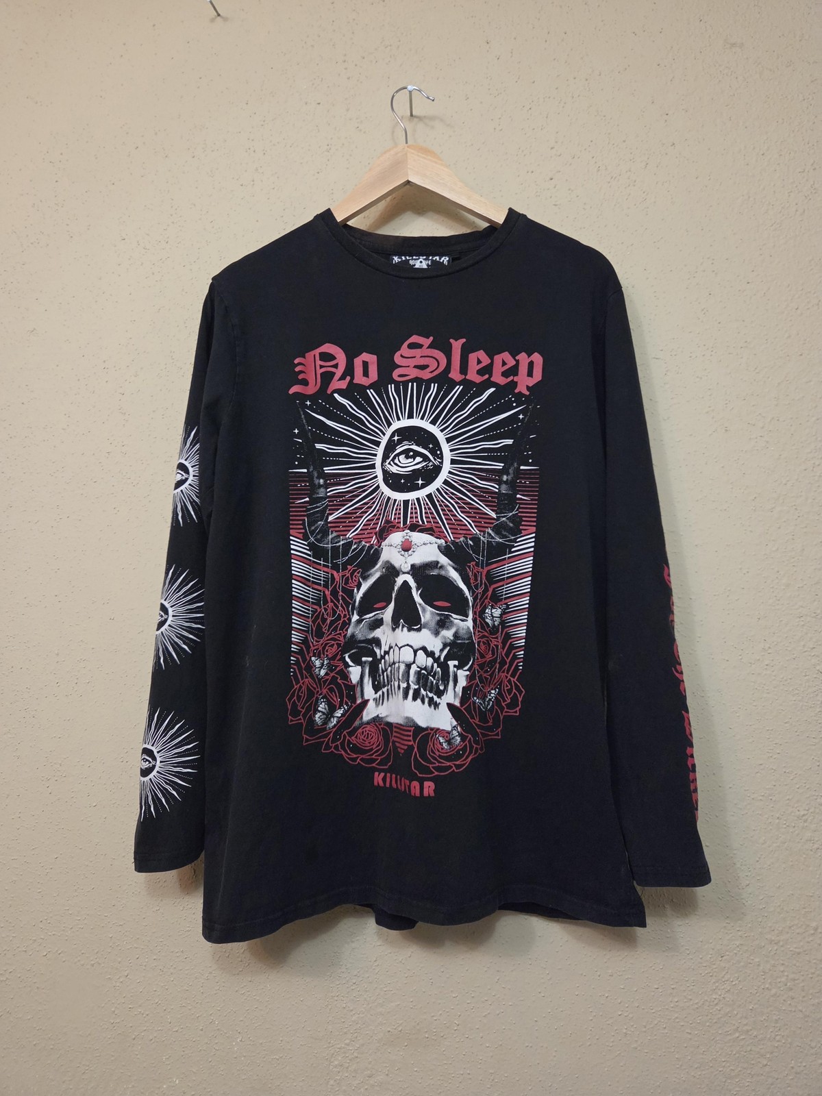 Killstar Shirt Mens 2XL Black No Sleep Skull Long Sleeve Occult Graphic Tee