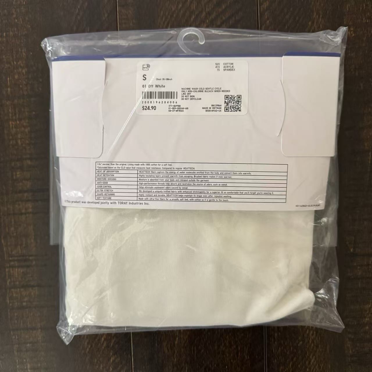 Uniqlo Heattech Extra Warm Cotton Crewneck Heat Tech T-Shirt White Size S gallery