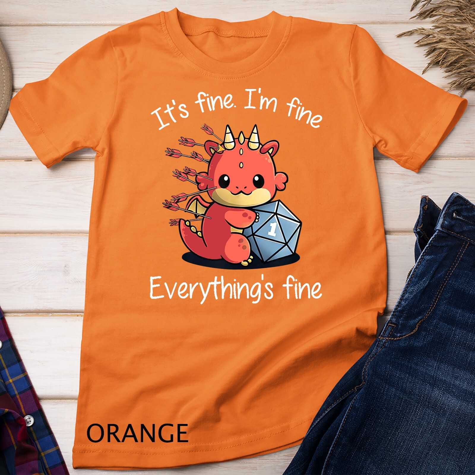 Everything's Fine - RPG Funny Dragon Unisex T-shirt gallery