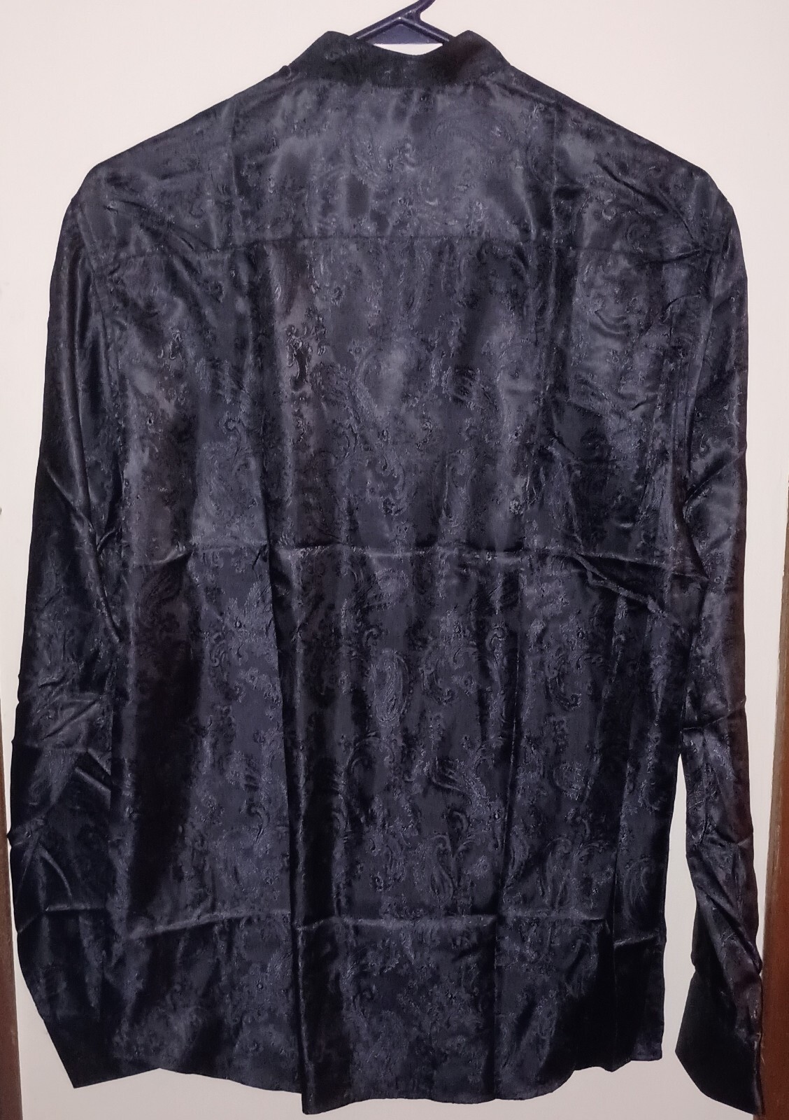 New Hi-Tie Men’s Black Paisley AOP Dress Shirt Button Down Long Sleeve Mens Sz M gallery