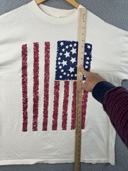 VTG 90s Premier Sportswear T Shirt American Flag Adult XL Ivory Single Stitch