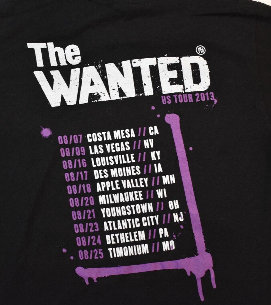 The Wanted Mens US Tour 2013 Black Shirt With Tour Dates New S gallery