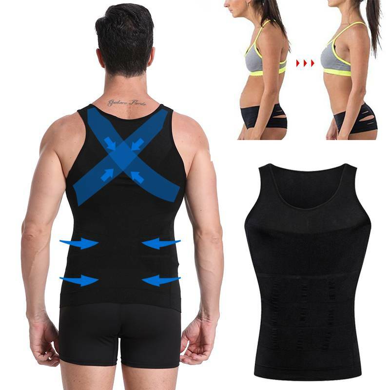 Men's Slimming Body Shaper Vest Abs Abdomen Compression Shirts Workout Tank Tops gallery
