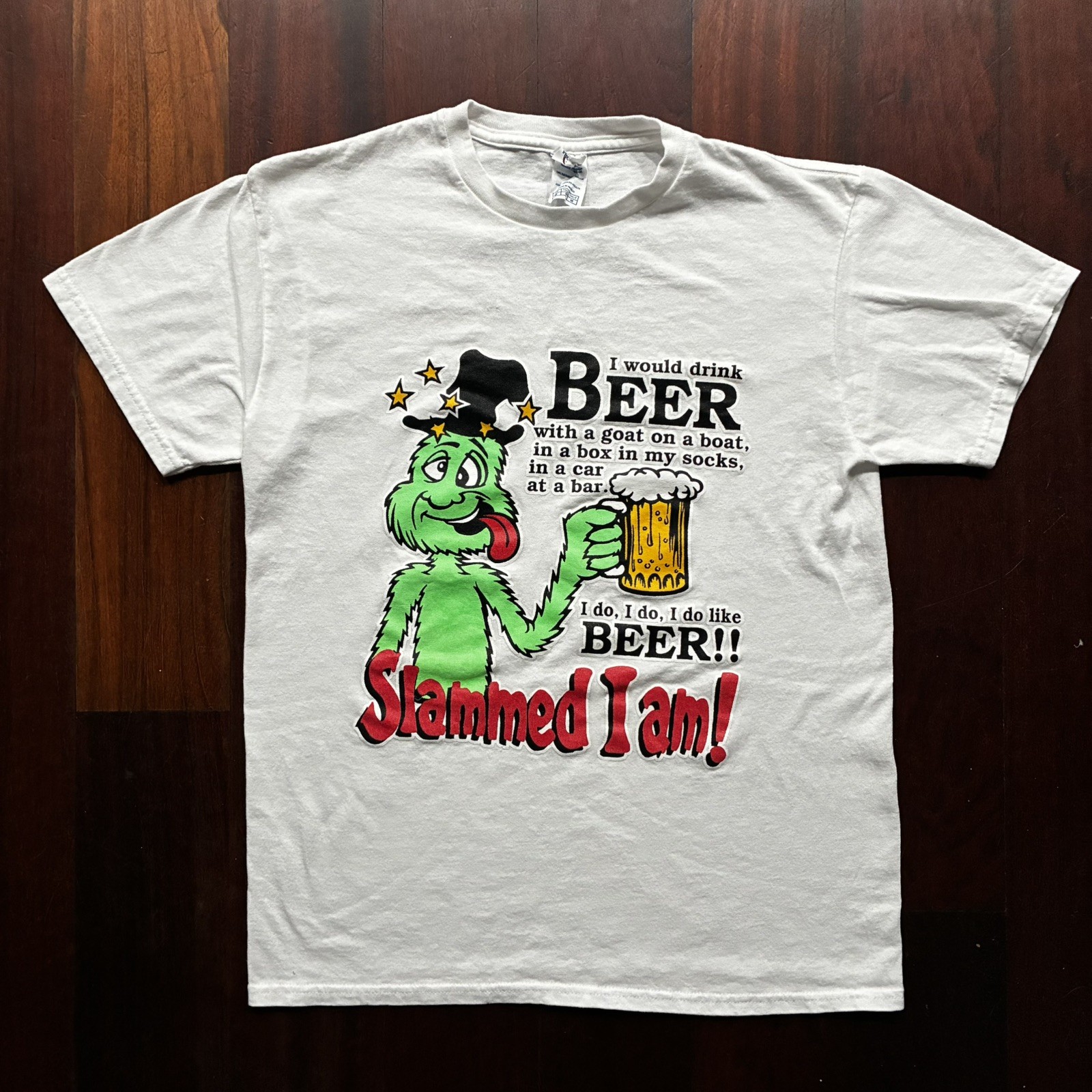 Vintage Funny Alcohol Shirt Dr Seuss Slammed I Am Parody Joke Tee Grinch