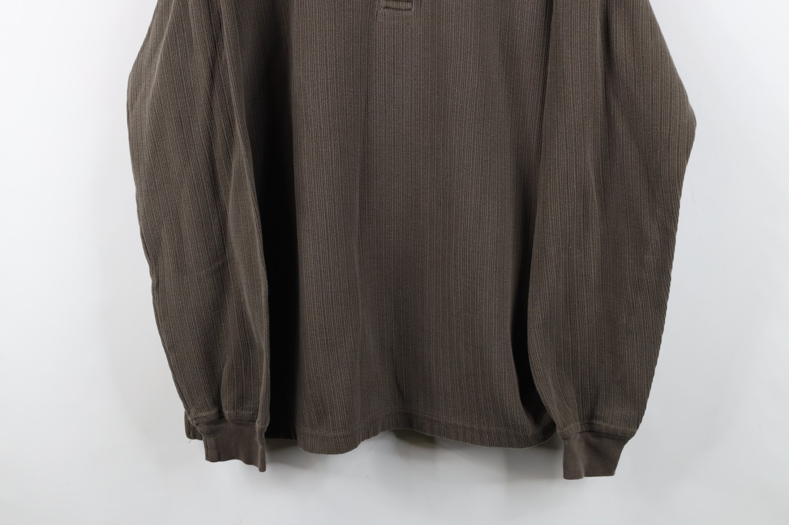 Vtg 90s Streetwear Mens Large Faded Heavy Ribbed Knit Long Sleeve Henley T-Shirt gallery