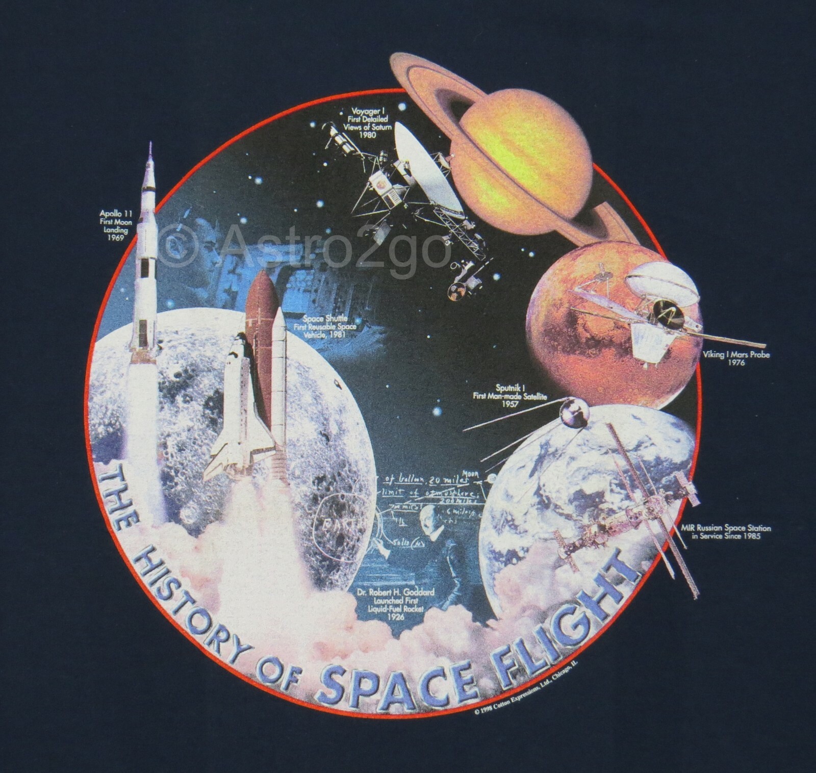 HISTORY OF SPACEFLIGHT-NASA Goddard Sputnik Apollo Shuttle Voyager T shirt S-3X