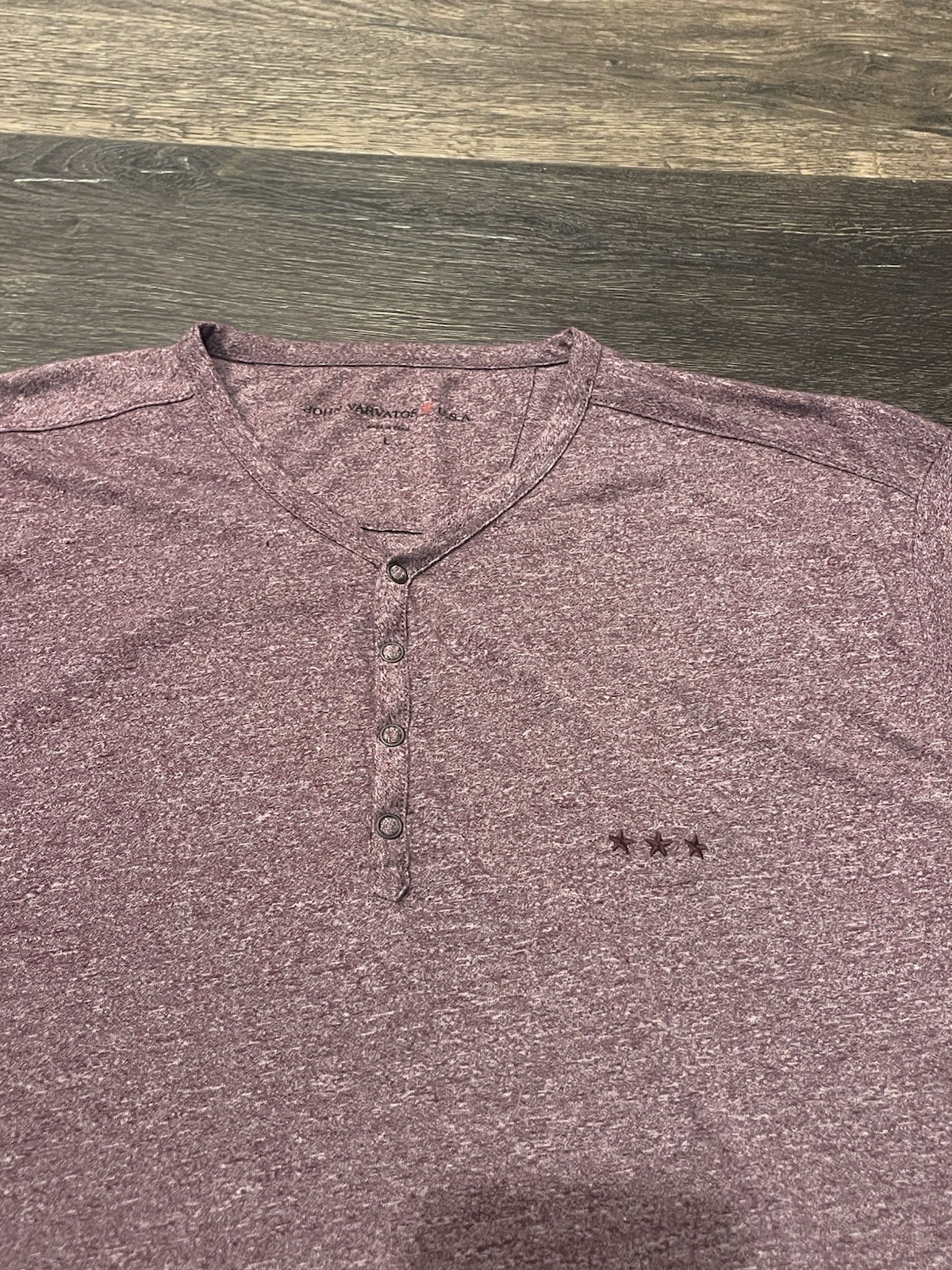 John Varvatos Star USA Snap Button Henley Shirt Top Mens Size Large Purple gallery