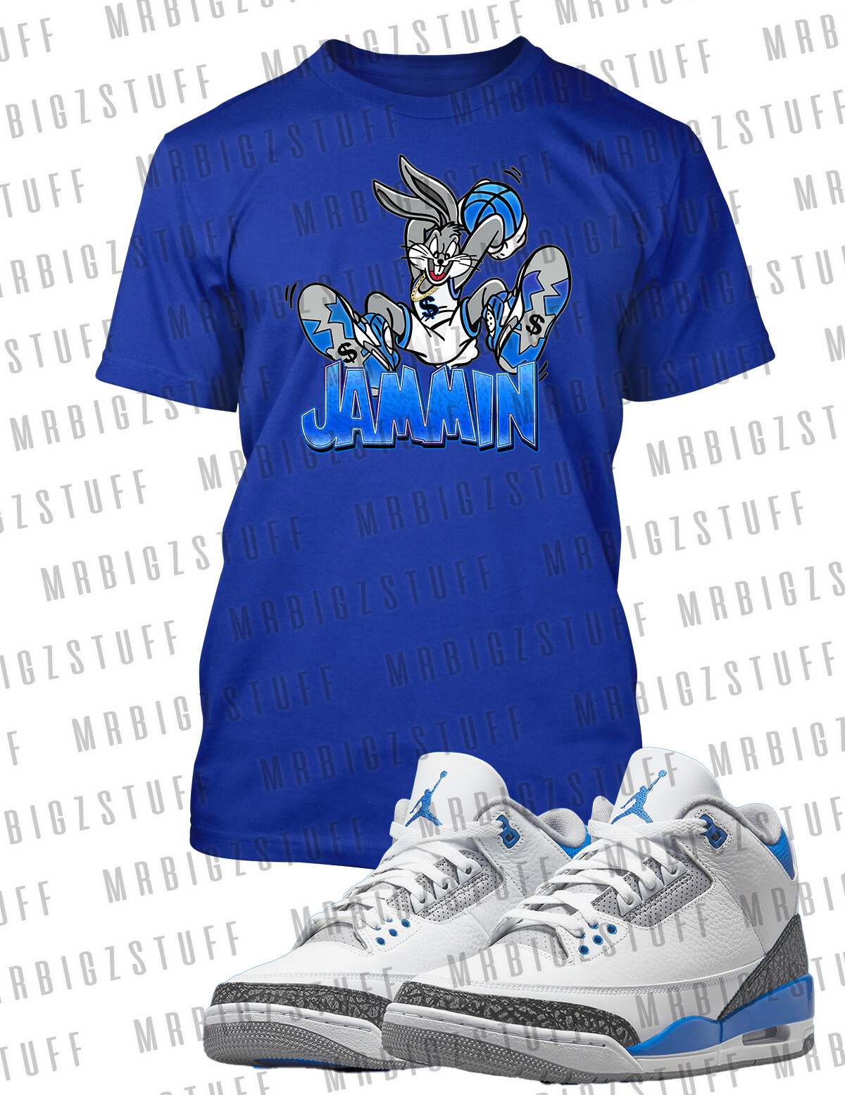 Bunny Jammin Big Tall Sm Graphic Tee to Complement Jordan 11 Legend Blue gallery