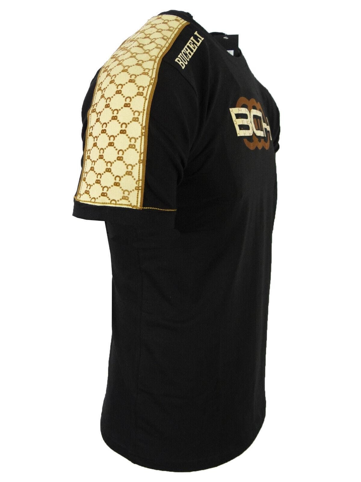 Mens T-Shirt Bucheli Italian Shoulder Stripe 3-D Chest Logo Slim Fit Crew Neck gallery