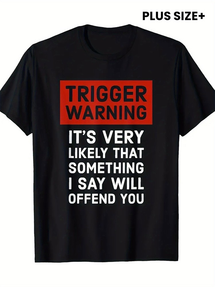 Men’S Fun Trigger Warning Full-Body Printed T-Shirt – Ideal for Parties, Casua