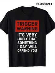 Men’S Fun Trigger Warning Full-Body Printed T-Shirt – Ideal for Parties, Casua