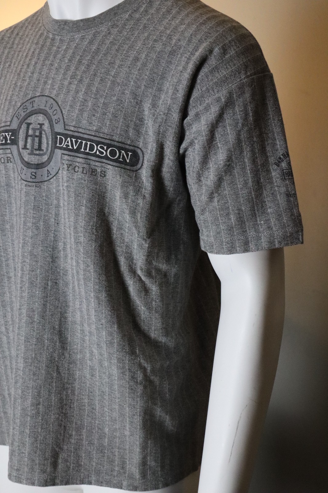 HARLEY DAVIDSON MEN XL CIRCLE BAR HERRINGBONE W SLEEVE LOGO TEXTURED gallery