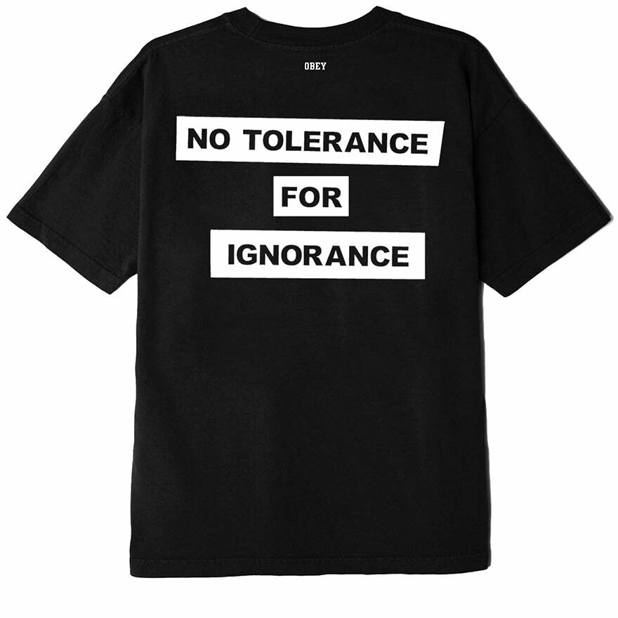 NEW OBEY Awareness Black White VOTE NO TOLERANCE FOR IGNORANCE Cotton T-Shirt L gallery