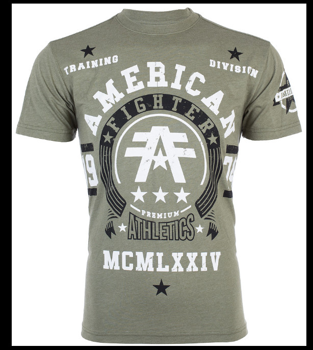 AMERICAN FIGHTER Military Green DALTON Athletic Graphic T-shirt NWT gallery