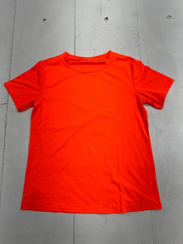 Shein Solid Orange Basic Short Sleeve Crew Neck T shirt Mens Size Large