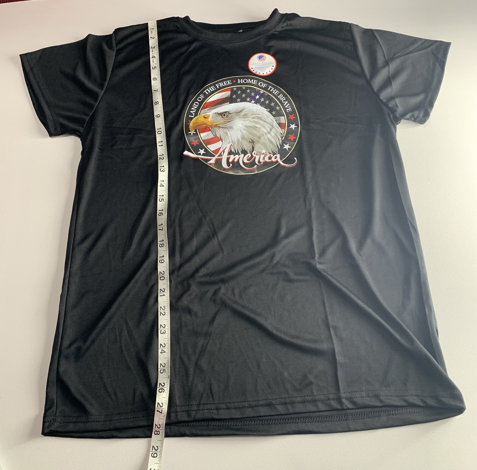 Land of the Free Home of the Brave America Eagle Large T Shirt in Black gallery