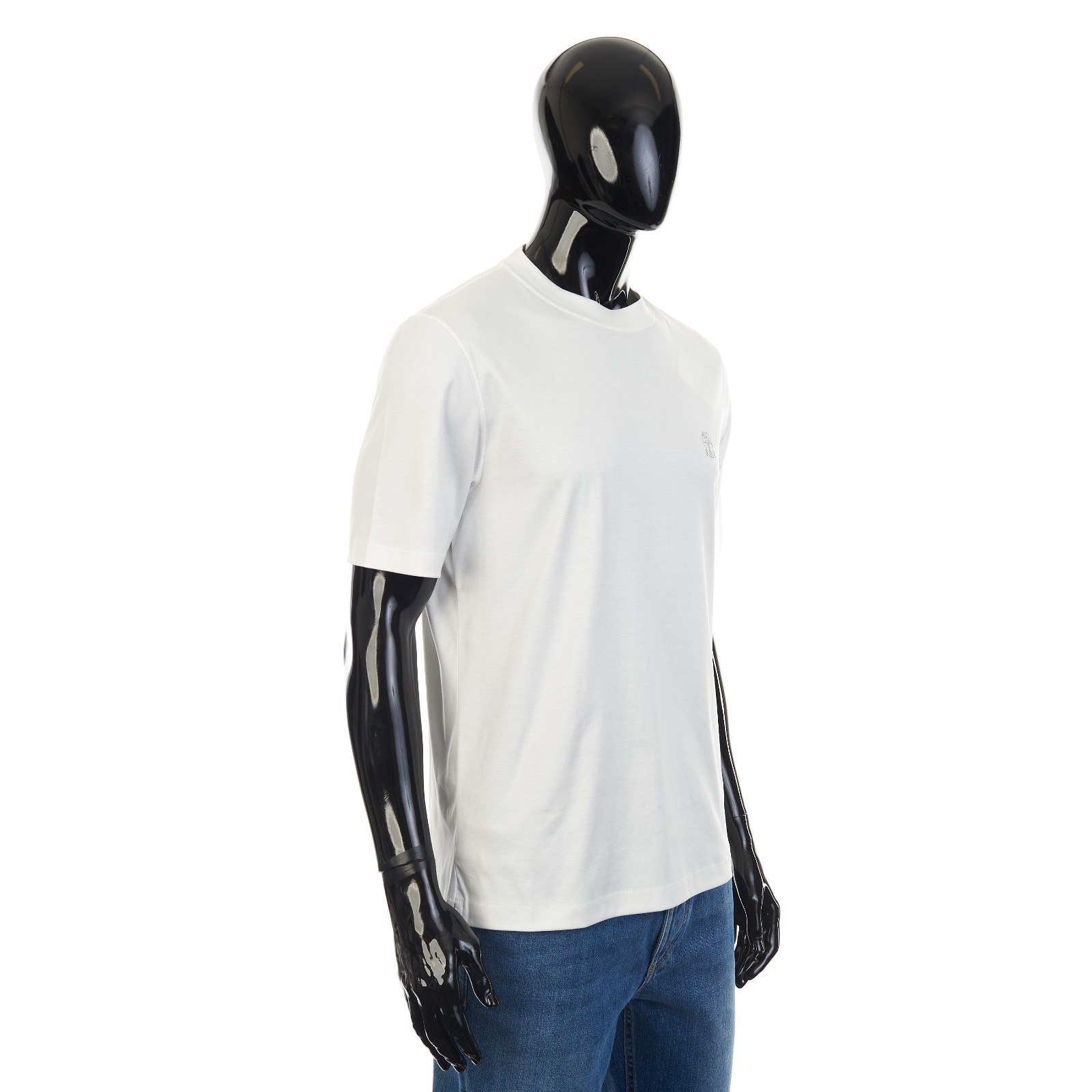 BRUNELLO CUCINELLI 650$ Crewneck Tshirt With Logo Print - White Cotton Jersey gallery