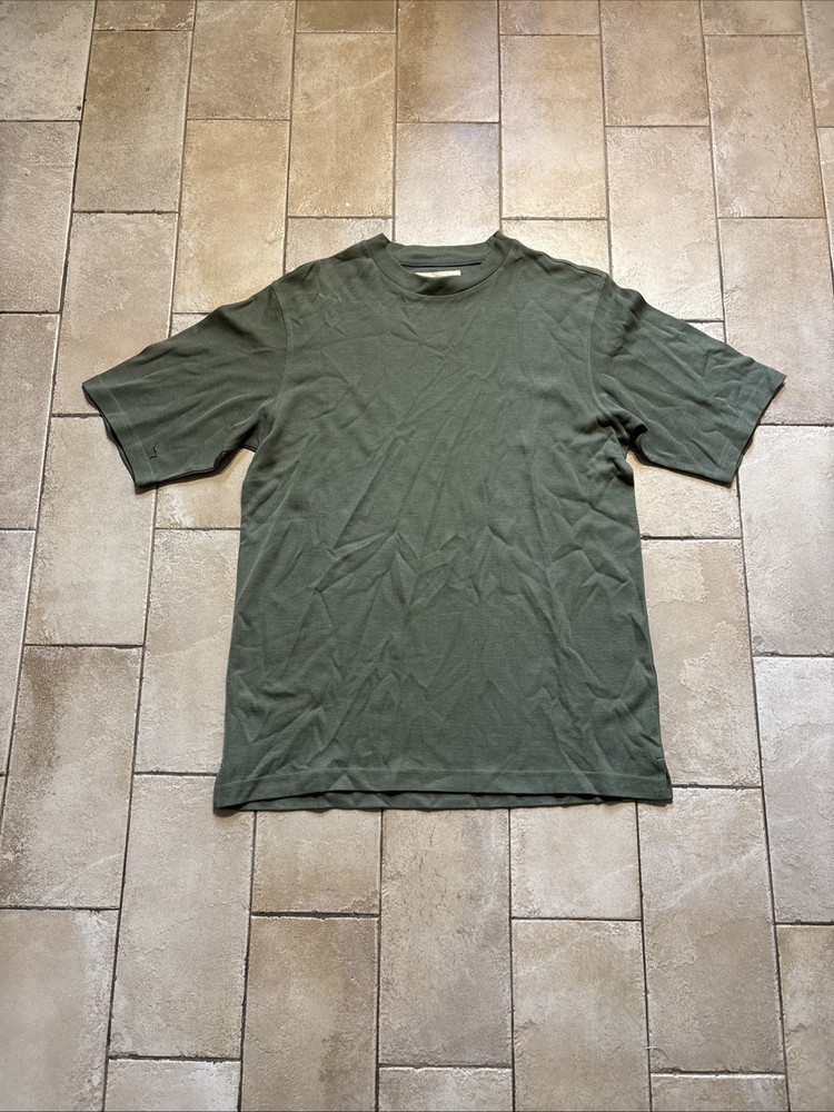 The Territory Ahead Men M Silk Cotton Knit T-Shirt Crewneck Sage Green Textured