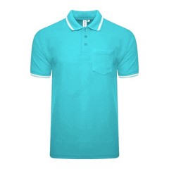 Men’s Polo Short Sleeve Pique Plain Single Tipping Chest Pocket Casual Tee Top