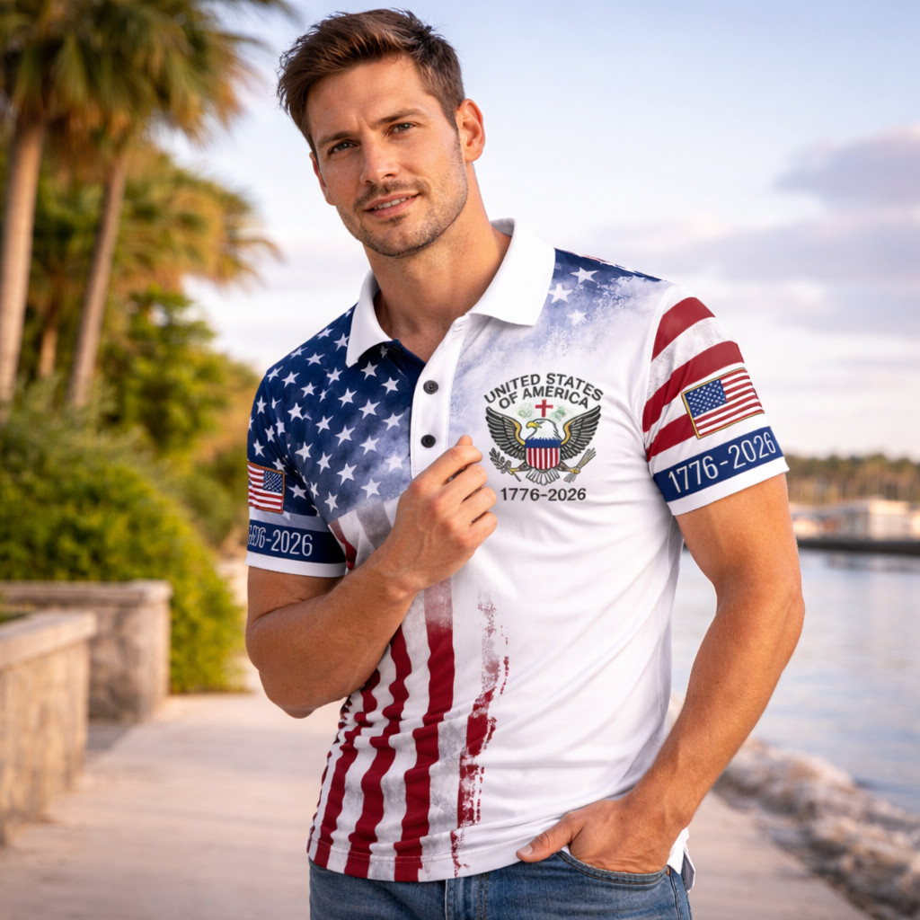 250th Anniversary Patriotic Polo Mens United States Of America 1776-2026 (S-5XL) gallery