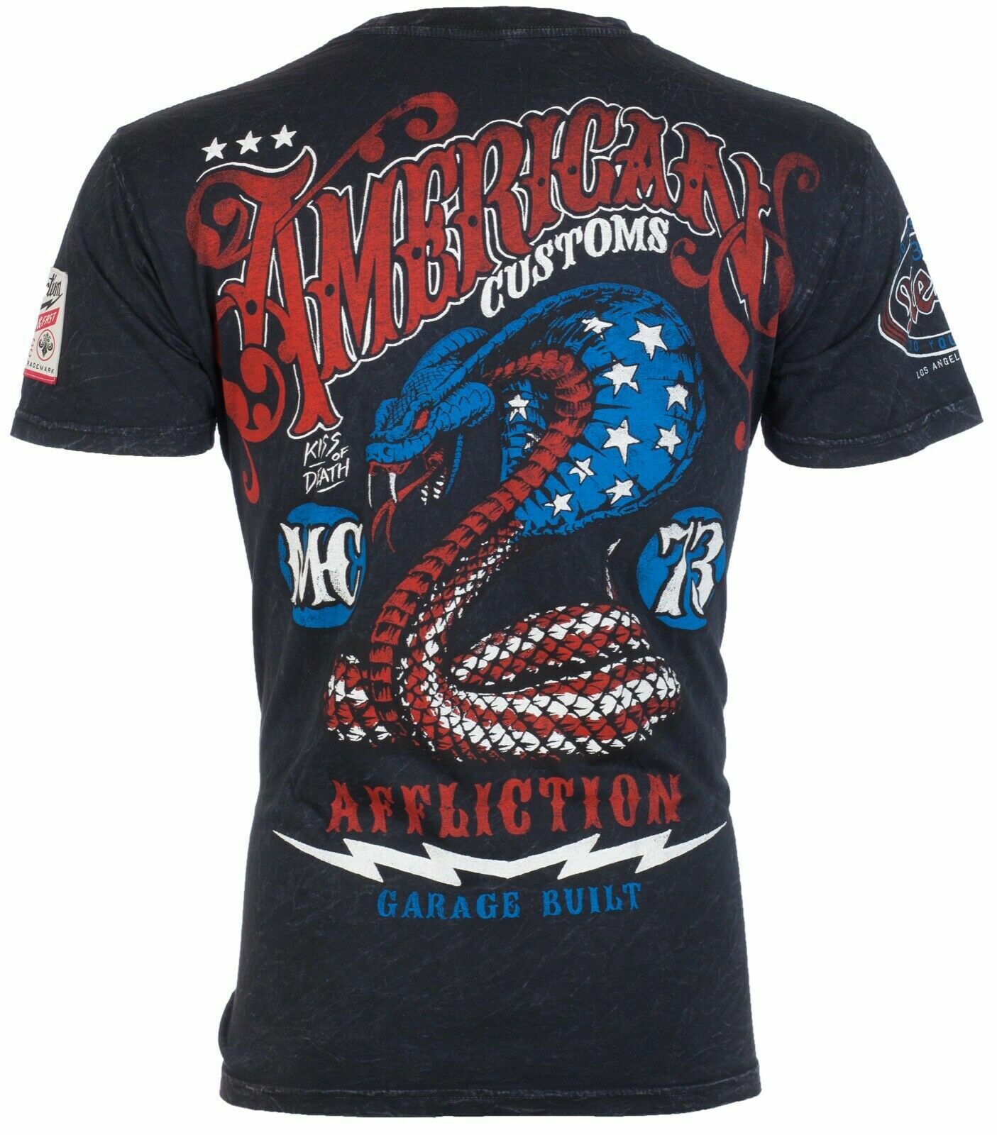 AFFLICTION American Customs Kiss of Death Snake Black Mens T-shirt Mens S-3XL gallery