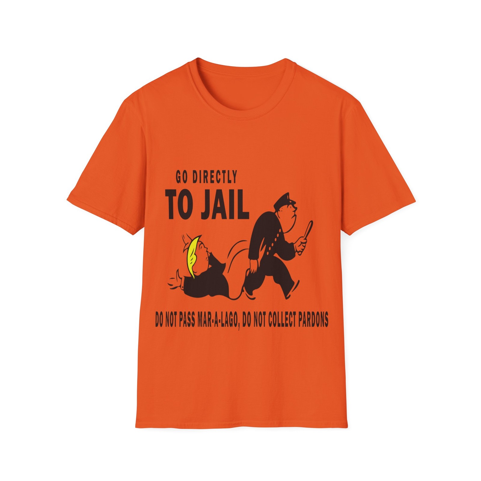 Unisex Soft style 100% cotton T-Shirt. Donald Trump Go to jail monopoly
