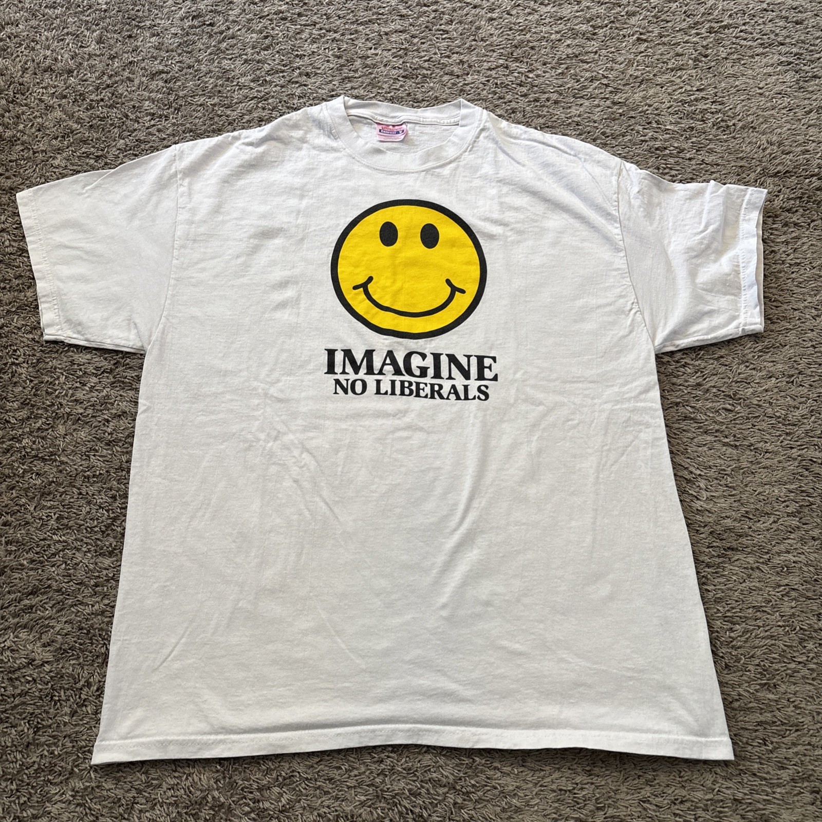 Vintage Smiley Face Imagine No Liberals Classic tee T Shirt Unisex XL Extra gallery
