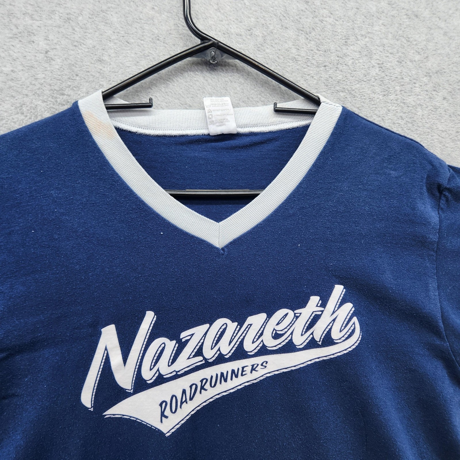 Nazareth Roadrunners Shirt Mens Medium Blue V Neck Ringer Augusta Sportswear gallery