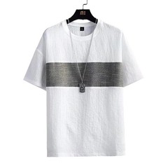 Men’s Polyester Spandex T Shirt Loose Casual Short Sleeve Splicing Texture
