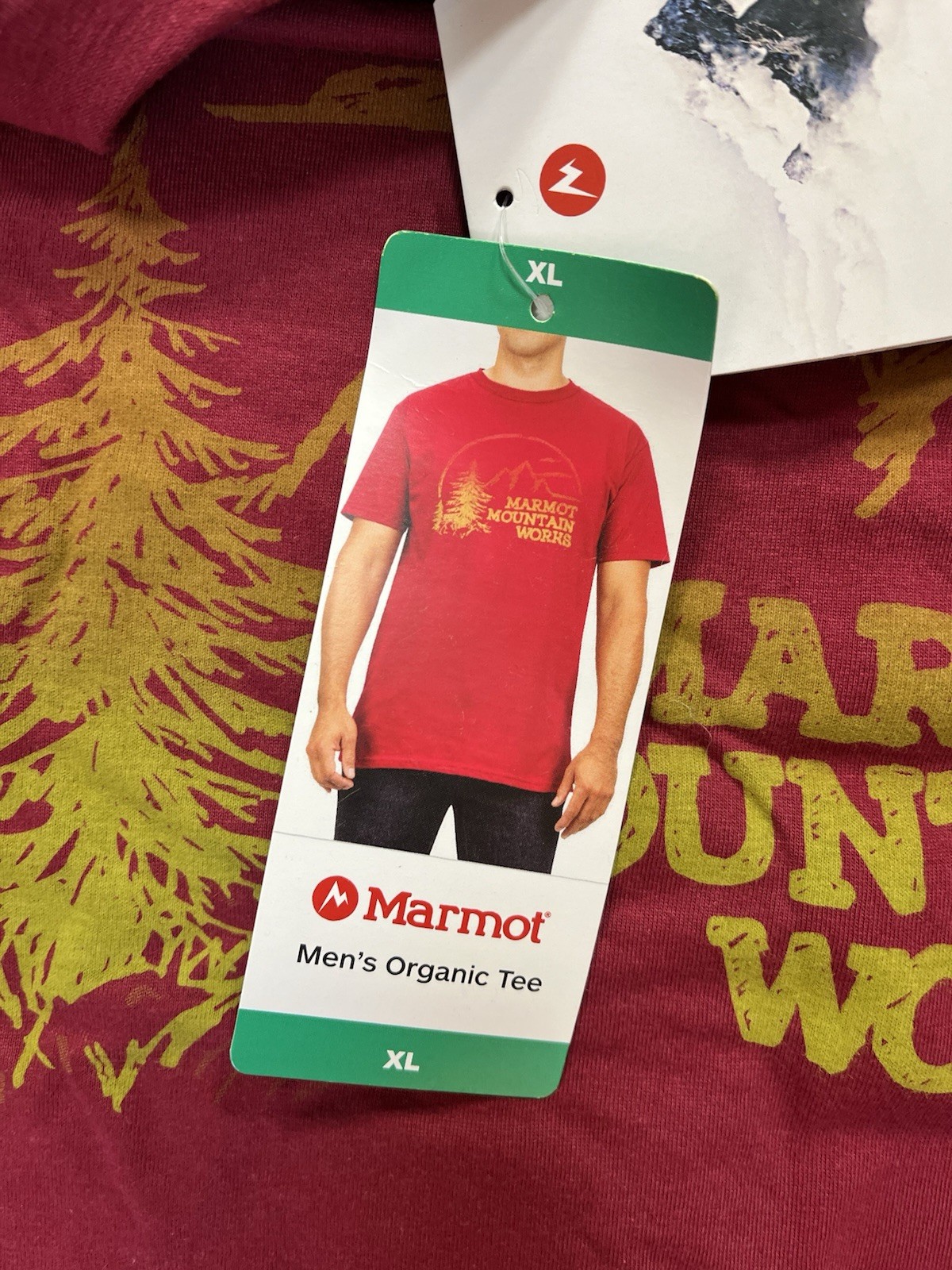 Marmot Mens Mountain Works Graphic T-Shirt Burgundy Organic Cotton Medium gallery