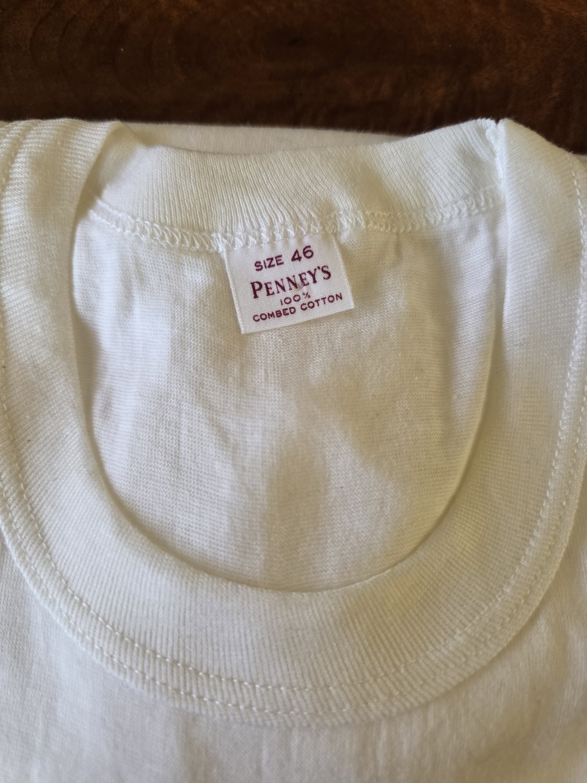 New NWOT Vintage 50s Penny's White Blank Soft T-shirt Size 46 100% Combed Cotton gallery