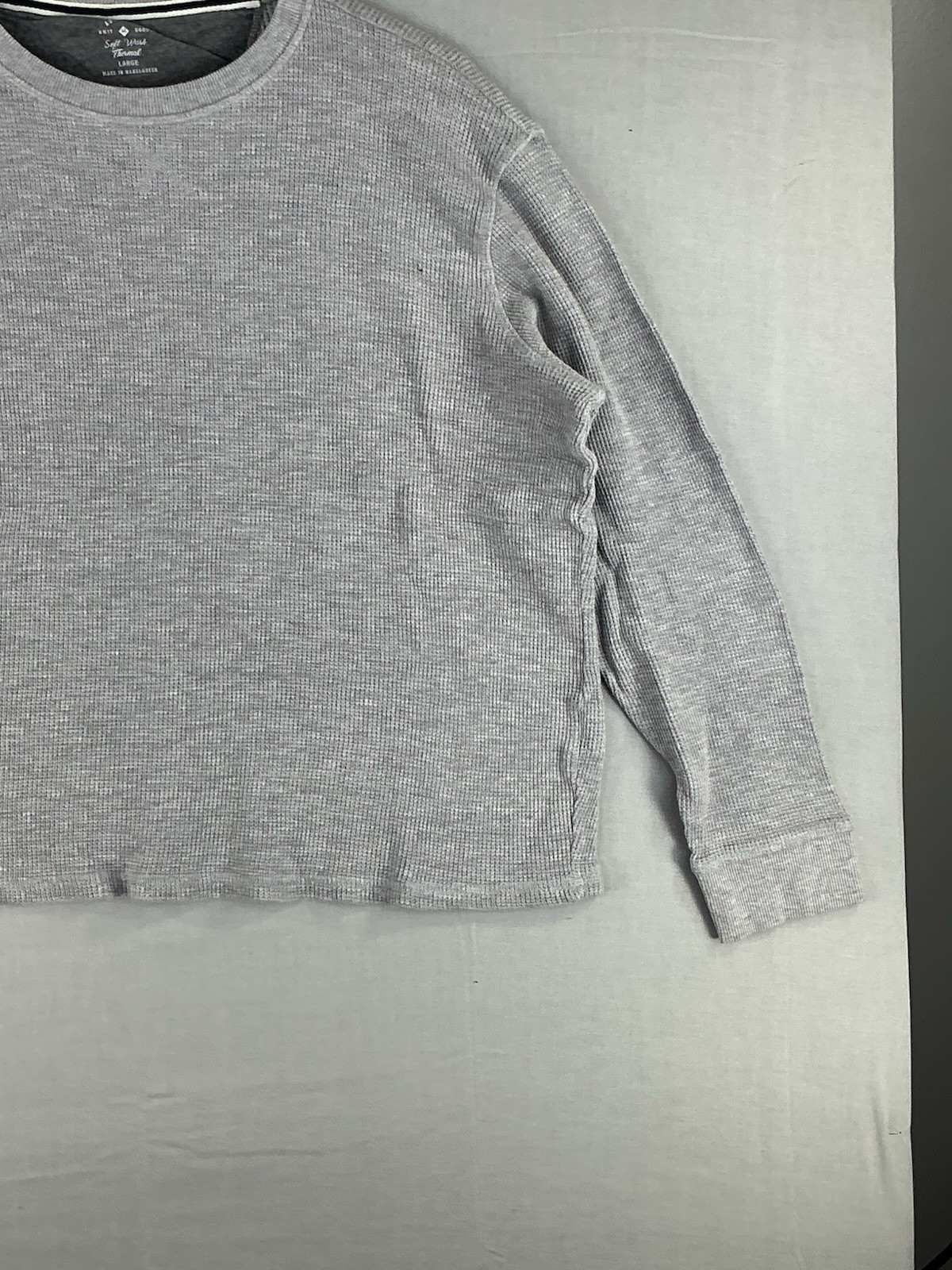 Member's Mark Men’s Large Soft Wash Thermal Shirt Waffle Knit Grey Heather L gallery