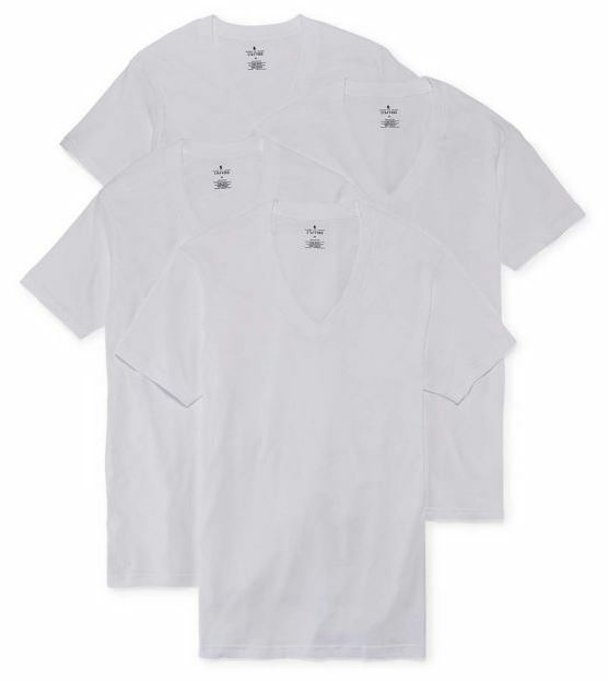 Stafford 4-Pack Men's 100% Cotton Ultra Soft V-Neck T-Shirts White gallery