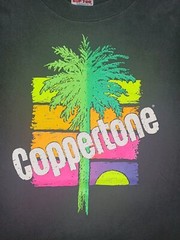 Vintage 90s Coppertone Sunscreen Shirt Black Vibrant Single Stitch Mens Large