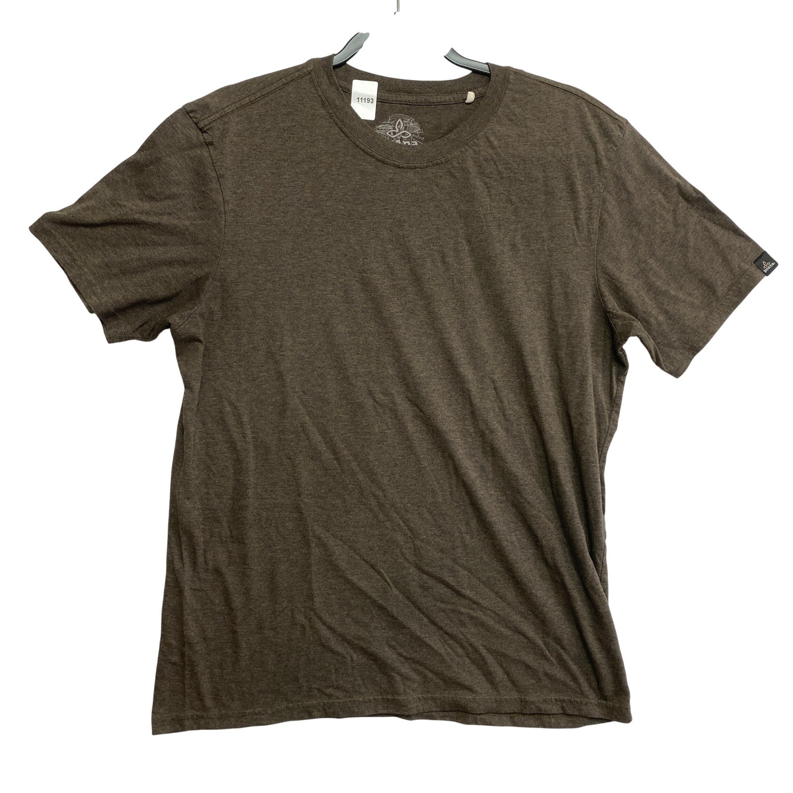 Prana T-Shirt Mens Medium Brown Short Sleeve Crew Neck Heathered Logo
