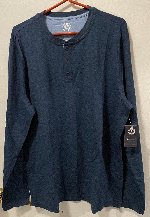 Flag & Anthem MadeFlex Men’s Long Sleeve Navy Heather Henley Shirt Size XL NWT