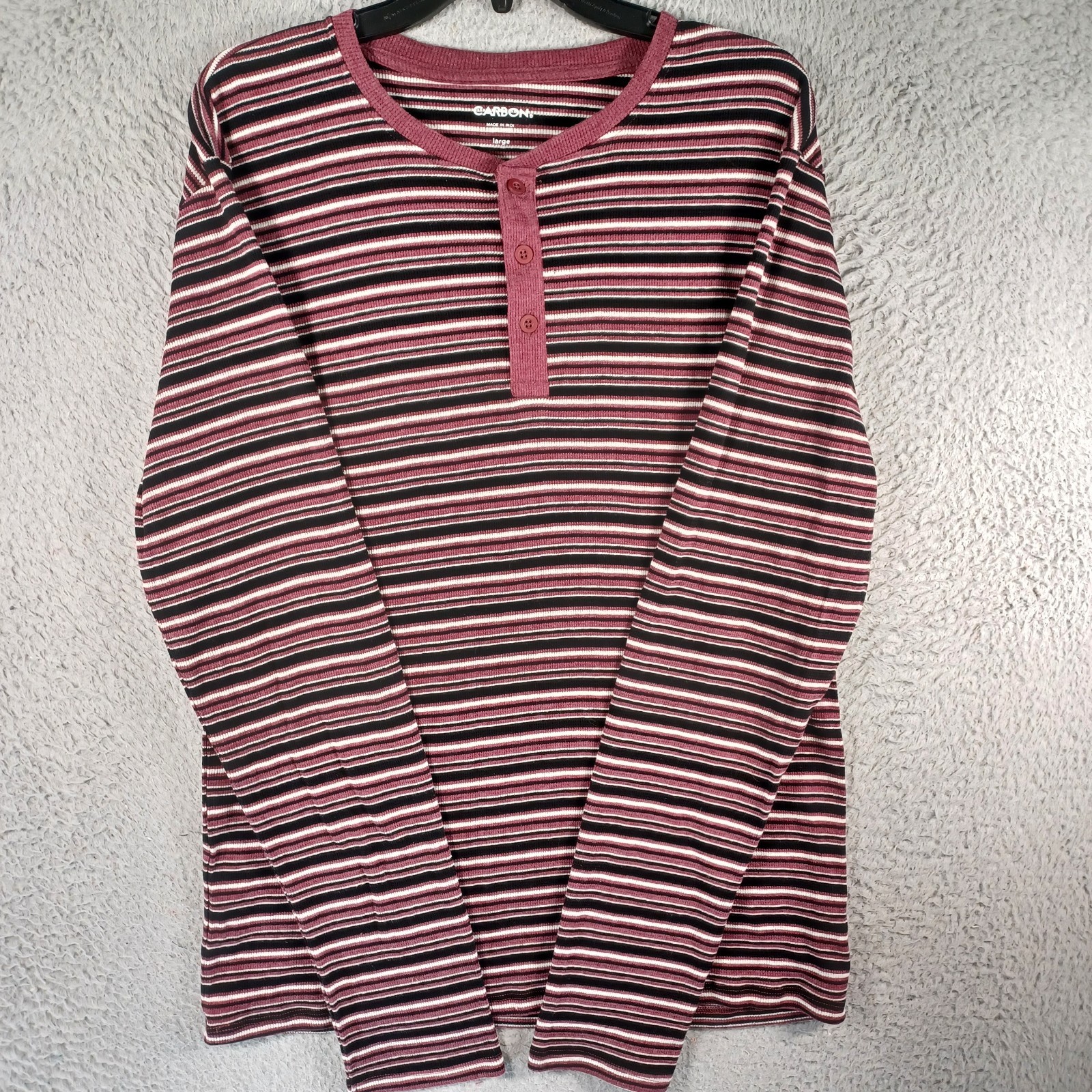Carbon Mens Multicolor Striped Long-Sleeve Shirt Size Large 1/4 Button Stretch