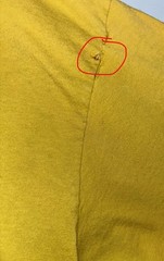 Vintage 90s Thrashed Guess Jeans Men’s XL Triangle Logo T-Shirt Mustard Yellow
