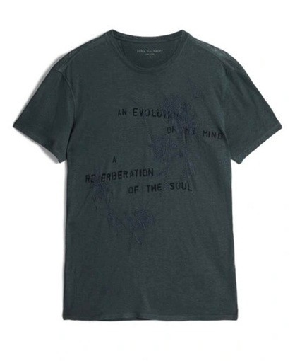 John Varvatos Men's Evolution Floral Embroidery Linen SS Crew T-Shirt Dried Sage gallery