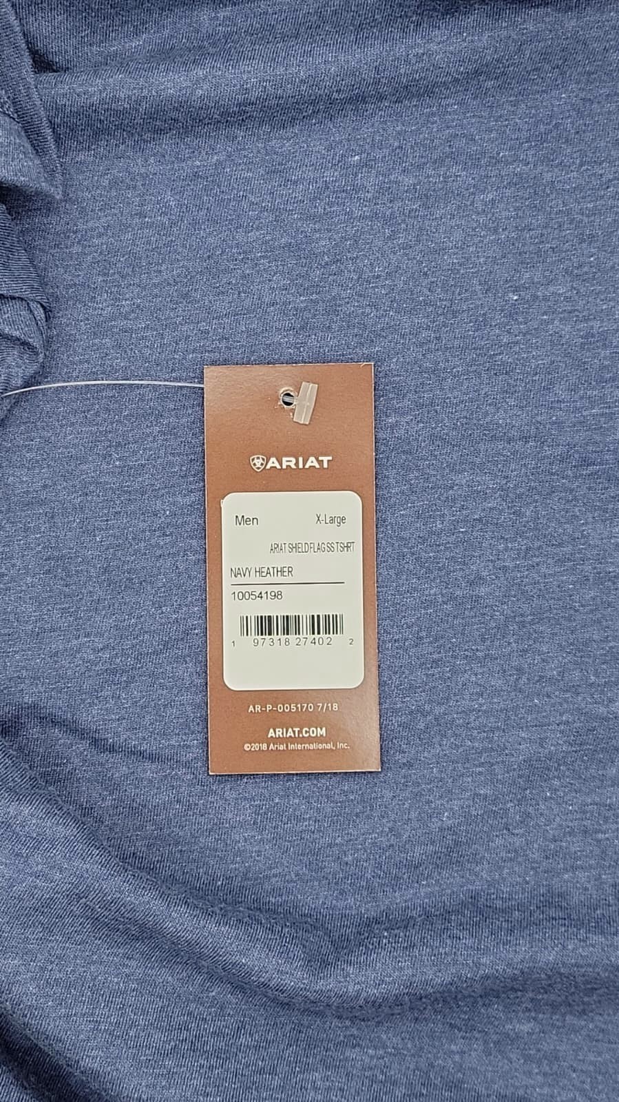 Ariat Men's Shield Flag T-Shirt-54198 - New with Tag - NAVY HEATHER - Size XL gallery