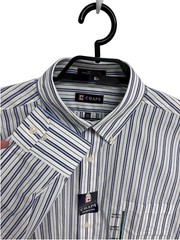 Chaps Men’s Long Sleeve White Blue Striped Button Up Dress Shirt Size 16 1/2