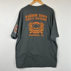 Harley Davidson Skull Crossbones Gray Short Sleeve Harbor Town Men’s Size 2XL