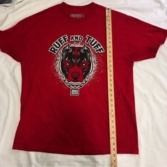 Original Rufnek Ruff and Tuff Dog Graphic Mens T-shirt Red Size XL Short Sleeve