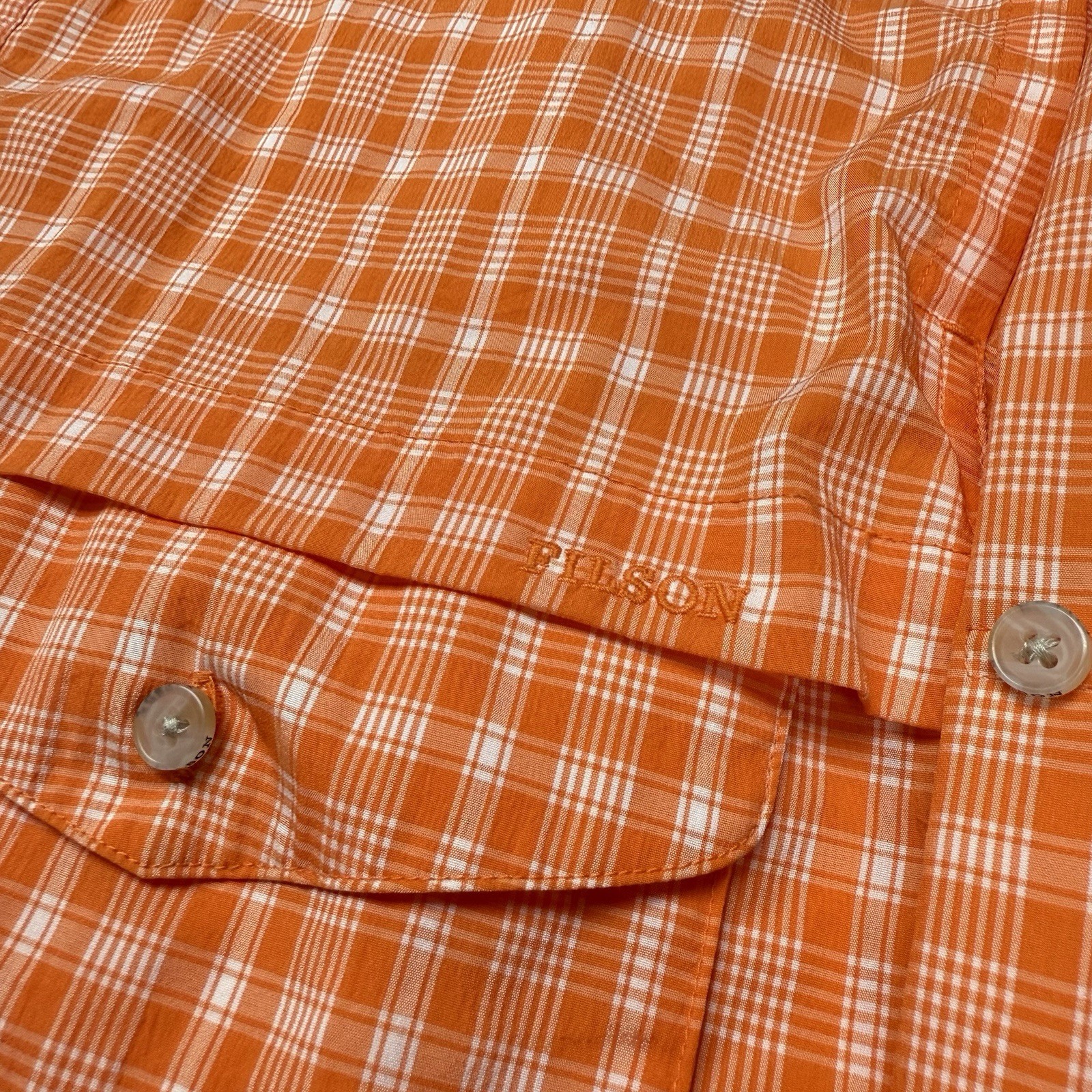 Filson Nylon Blend Ventilated Button Up Mens Long Sleeve Fishing Shirt L Orange gallery