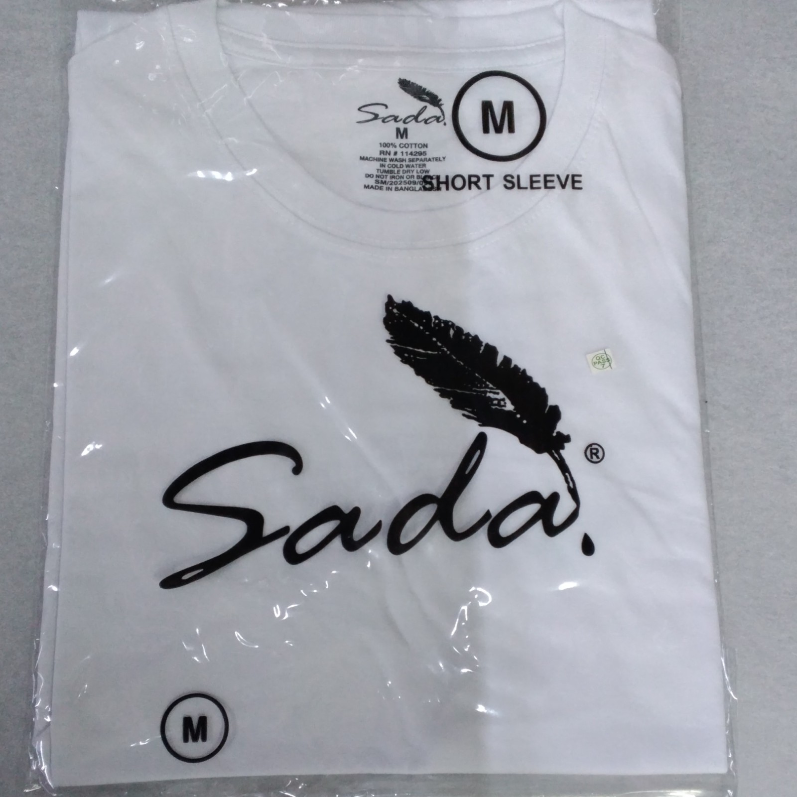 Sada Men’s White M Cotton Knit Crew Neck Short Sleeve T-Shirt