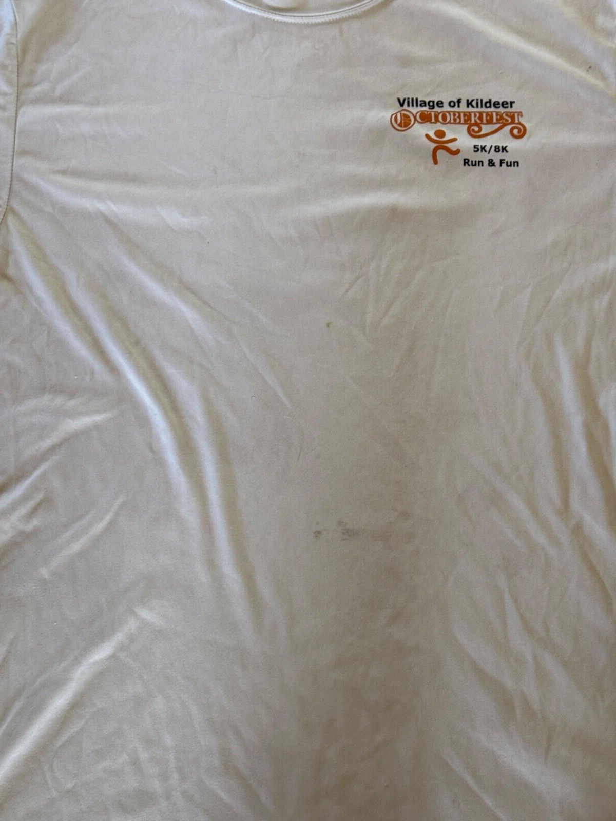 Sport-Tek Short Sleeve Shirt Men's White Orange 5K Kildeer Event Size Large gallery