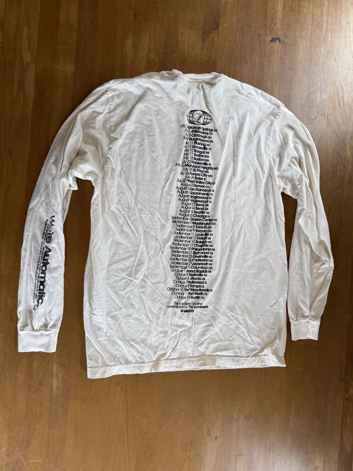 The Lumineers Automatic World Tour North America Concert T-Shirt Mens Large gallery