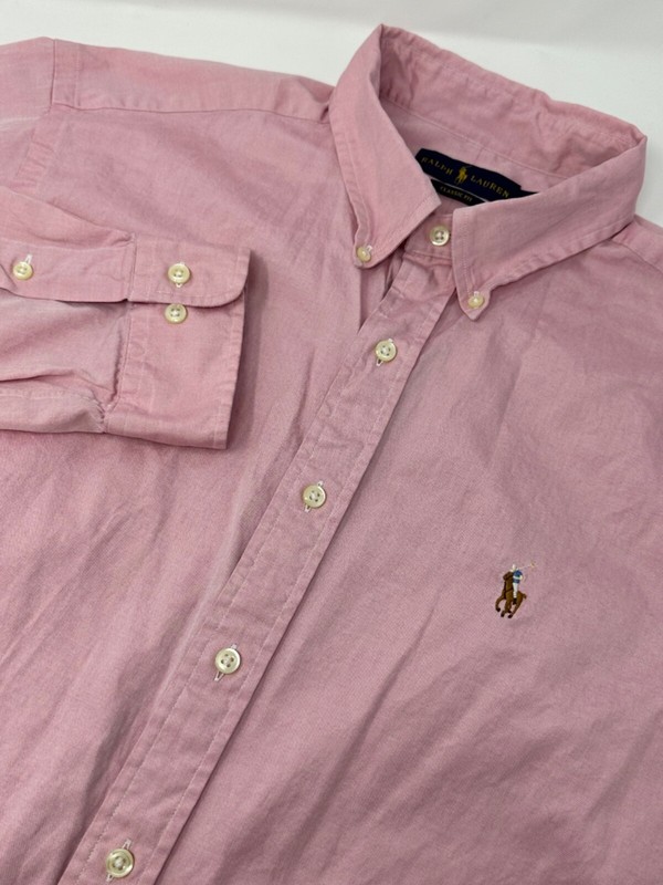 Ralph Lauren Pink Classic Fit Shirt Long Sleeve Sz 17 34-35 Men’s Pony G0