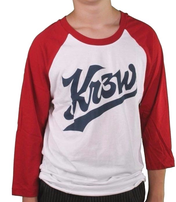 Kr3w Skateboarding Red White Blue Ballpark Raglan 3/4 Sleeve T-Shirt K56027 NWT